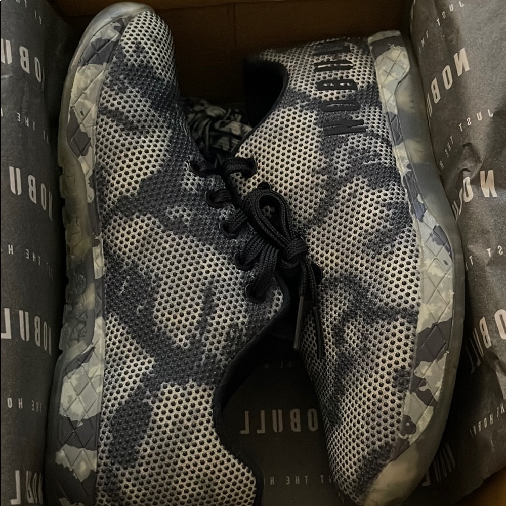 NOBULL Black and Gray Athletic Shoes with Camouflage Design